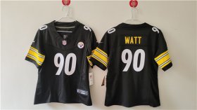 Cheap Women\'s Pittsburgh Steelers #90 T. J. Watt F.U.S.E. Black Vapor Football Stitched Jersey(Run Small)