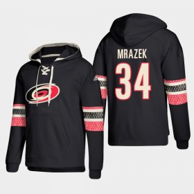 Wholesale Cheap Carolina Hurricanes #34 Petr Mrazek Black adidas Lace-Up Pullover Hoodie