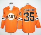 Wholesale Cheap Giants #35 Brandon Crawford Orange Long Sleeve Stitched MLB Jersey