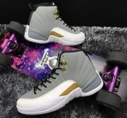 Wholesale Cheap Air Jordan 12 Retro Shoes Wolf Grey/White-Gold