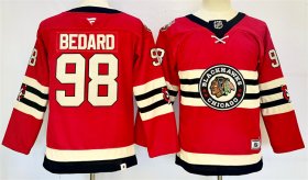 Cheap Youth Chicago Blackhawks #98 Connor Bedard Red 2024 Winter Classic Stitched Hockey Jersey