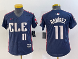 Cheap Youth Cleveland Guardians #11 Jose Ramirez Number Navy 2024 City Connect Limited Stitched Jersey