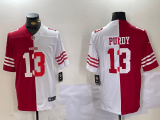 Men's San Francisco 49ers #13 Brock Purdy Red White Split Vapor Limited Stitched Jersey