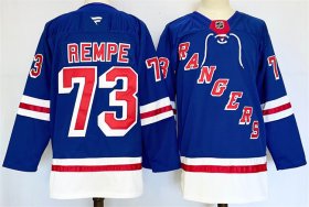 Cheap Men\'s New York Rangers #73 Matt Rempe Royal 2024-25 Home With A Patch Stitched Hockey Jersey