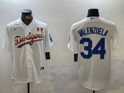 Cheap Men's Los Angeles Dodgers #34 Fernando Valenzuela white Authentic Collection Stitched MLB Jersey