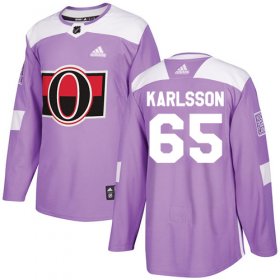 Wholesale Cheap Adidas Senators #65 Erik Karlsson Purple Authentic Fights Cancer Stitched Youth NHL Jersey