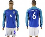 Wholesale Cheap Brazil #6 Marcelo Away Long Sleeves Soccer Country Jersey