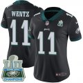 Wholesale Cheap Nike Eagles #11 Carson Wentz Black Alternate Super Bowl LII Champions Women's Stitched NFL Vapor Untouchable Limited Jersey