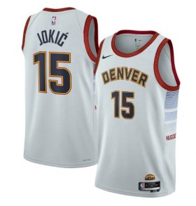 Wholesale Cheap Men\'s Denver Nuggets #15 Nikola Jokic Gray 2022-23 City Edition Stitched Jersey