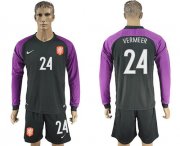 Wholesale Cheap Holland #24 Vermeer Black Goalkeeper Long Sleeves Soccer Country Jersey