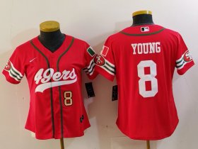 Women\'s San Francisco 49ers #8 Steve Young Red Mexico Cool Base Stitched Baseball Jerseys