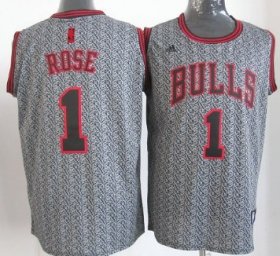 Wholesale Cheap Chicago Bulls #1 Derrick Rose Gray Static Fashion Jersey