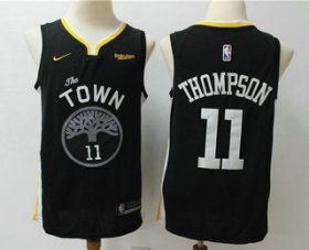 Wholesale Cheap Men\'s Golden State Warriors #11 Klay Thompson Black 2019 Nike Swingman NEW Rakuten Logo Stitched NBA Jersey