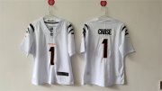 Cheap Women's Cincinnati Bengals #1 Ja'Marr Chase White Vapor Football Stitched Jersey(Run Small)