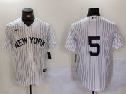 Cheap Men's New York Yankees #5 Joe DiMaggio White No Name Cool Base Stitched Jersey