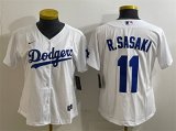 Cheap Women's Los Angeles Dodgers #11 Roki Sasaki White Cool Base Stitched Baseball Jersey(Run Small)