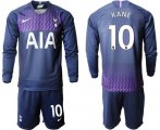 Wholesale Cheap Tottenham Hotspur #10 Kane Away Long Sleeves Soccer Club Jersey