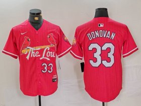 Cheap Men\'s St Louis Cardinals #33 Brendan Donovan Red 2024 City Connect Limited Stitched Baseball Jersey