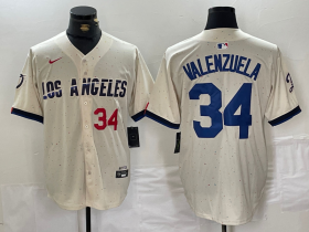 Wholesale Cheap Men\'s Los Angeles Dodgers #34 Toro Valenzuela Number Cream 2024 City Connect Limited Stitched Jersey