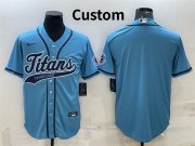 Cheap Custom Men's Tennessee Titans Blank Blue With Patch Cool Base Stitched Baseball Jersey