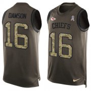 Wholesale Cheap Nike Chiefs #16 Len Dawson Green Men's Stitched NFL Limited Salute To Service Tank Top Jersey