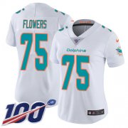 Wholesale Cheap Nike Dolphins #75 Ereck Flowers White Women's Stitched NFL 100th Season Vapor Untouchable Limited Jersey