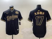 Cheap Men's Los Angeles Dodgers #17 Shohei Ohtani Black Gold 2024 World Series Champions Cool Base Stitched Baseball Jersey