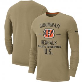 Wholesale Cheap Men\'s Cincinnati Bengals Nike Tan 2019 Salute to Service Sideline Performance Long Sleeve Shirt