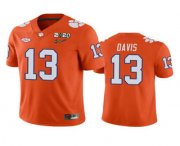 Wholesale Cheap Men's Clemson Tigers #13 Tyler Davis Orange 2020 National Championship Game Jersey