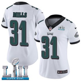 Wholesale Cheap Nike Eagles #31 Jalen Mills White Super Bowl LII Women\'s Stitched NFL Vapor Untouchable Limited Jersey