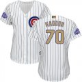 Wholesale Cheap Cubs #70 Joe Maddon White(Blue Strip) 2017 Gold Program Cool Base Women's Stitched MLB Jersey