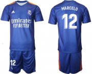 Wholesale Cheap Men 2021-2022 Club Real Madrid away blue 12 Adidas Soccer Jersey