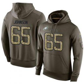 Wholesale Cheap NFL Men\'s Nike Philadelphia Eagles #65 Lane Johnson Stitched Green Olive Salute To Service KO Performance Hoodie