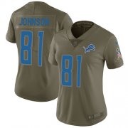 Wholesale Cheap Nike Lions #81 Calvin Johnson Olive Women's Stitched NFL Limited 2017 Salute to Service Jersey