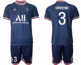 Wholesale Cheap Men 2021-2022 Club Paris Saint-Germain home blue 3 Soccer Jersey