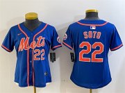 Cheap Women's New York Mets #22 Juan Soto Royal 2024 Alternate Limited Stitched Baseball Jersey(Run Small)