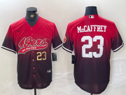 Wholesale Cheap Men's San Francisco 49ers #23 Christian McCaffrey Red Black With Patch Cool Base Baseball Stitched Jerseys