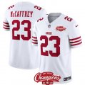 Cheap Men's San Francisco 49ers #23 Christian McCaffrey White 2023 F.U.S.E. NFC West Champions Patch Football Stitched Jersey