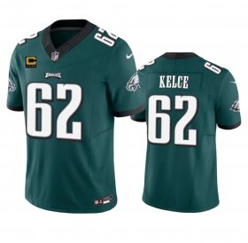 Wholesale Cheap Men\'s Philadelphia Eagles #62 Jason Kelce Green 2023 F.U.S.E. With 4-Star C Patch Vapor Untouchable Limited Football Stitched Jersey