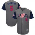 Wholesale Cheap Team USA #5 Josh Harrison Gray 2017 World MLB Classic Authentic Stitched Youth MLB Jersey