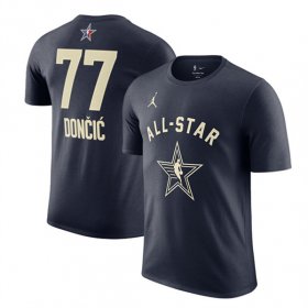 Cheap Men\'s 2024 All-Star #77 Luka Doncic Navy T-Shirt