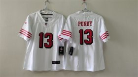 Cheap Women\'s San Francisco 49ers #13 Brock Purdy White 2nd Alternate Football Stitched Jersey(Run Small)