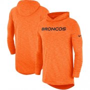 Wholesale Cheap Men's Denver Broncos Nike Orange Sideline Slub Performance Hooded Long Sleeve T-Shirt