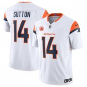 Cheap Men's Denver Broncos #14 Courtland Sutton White 2024 F.U.S.E. With 4-Star C Patch Vapor Limited Stitched Football Jersey