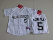 Wholesale Cheap Rockies #5 Carlos Gonzalez White Cool Base Stitched Youth MLB Jersey