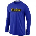 Wholesale Cheap Nike Pittsburgh Steelers Authentic Font Long Sleeve T-Shirt Blue