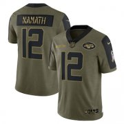 Wholesale Cheap Men's New York Jets #12 Joe Namath Nike Olive 2021 Salute To Service Retired Player Limited Jersey