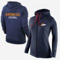 Wholesale Cheap Women's Nike Denver Broncos Full-Zip Performance Hoodie Dark Blue