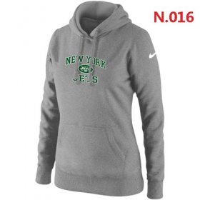 Wholesale Cheap Women\'s Nike New York Jets Heart & Soul Pullover Hoodie Light Grey