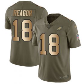 Wholesale Cheap Nike Eagles #18 Jalen Reagor Olive/Gold Youth Stitched NFL Limited 2017 Salute To Service Jersey